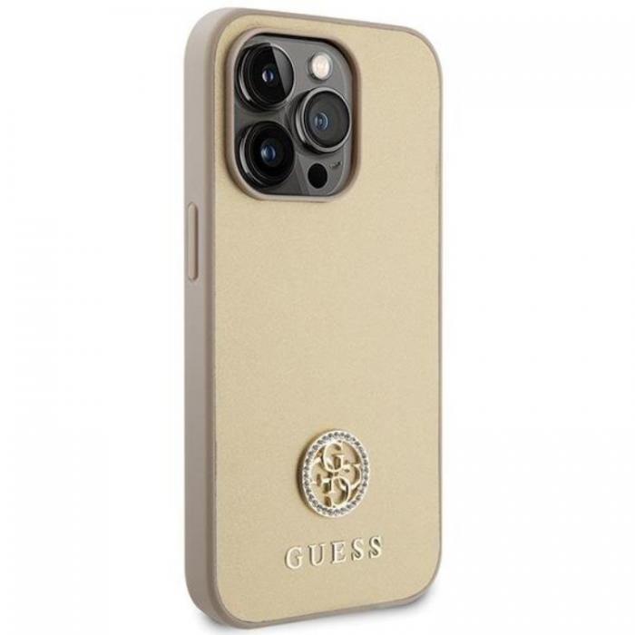 Guess - Guess iPhone 15 Pro Max Mobilskal Strass Metal Logo - Guld