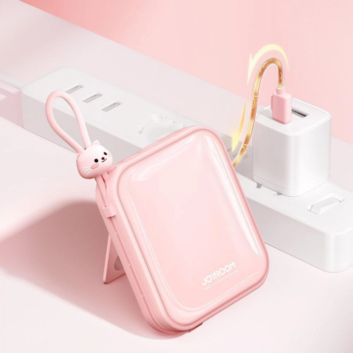 Joyroom - Joyroom Powerbank 10000mAh 22.5W Cutie Series Stativ - Rosa