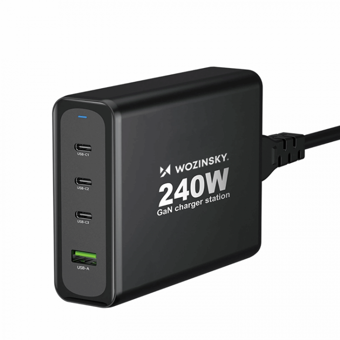 Wozinsky - Wozinsky Vggladdare USB-A/3 x USB-C 240W GaN - Svart