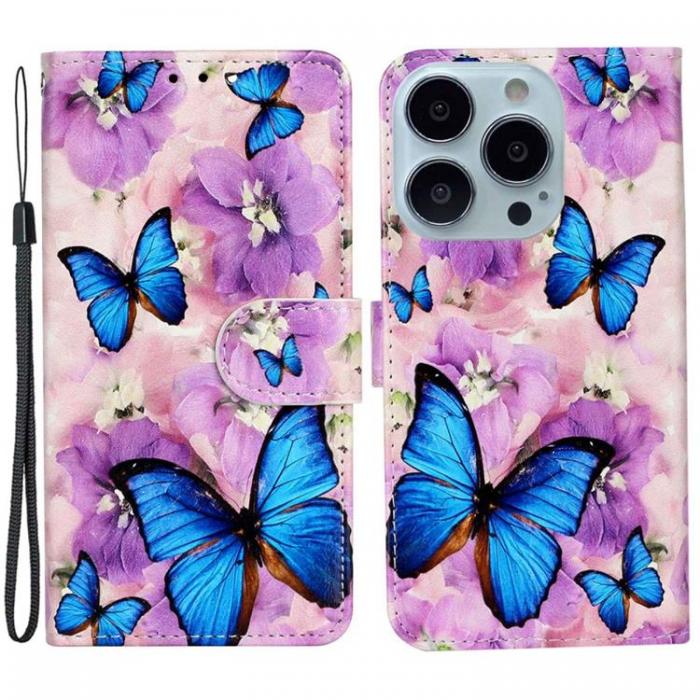 A-One Brand - iPhone 14 Pro Plnboksfodral Folio Flip - Bl Butterfly