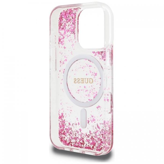 Guess - Guess iPhone 16 Pro Mobilskal MagSafe HC Resin Bottom Glitter - Rosa