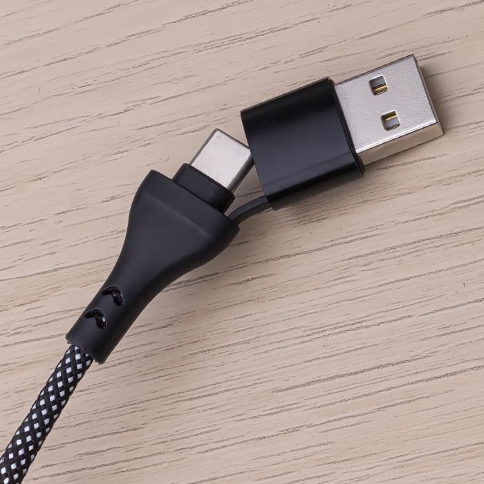 Maxlife - Maxlife 3in1 USB-C/USB-A till 2xUSB-C/Lightning 66W 1m Kabel - Svart