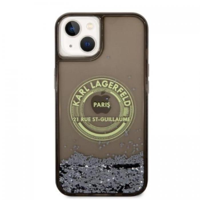 KARL LAGERFELD - Karl Lagerfeld iPhone 14 Plus Skal Liquid Glitter RSG - Svart