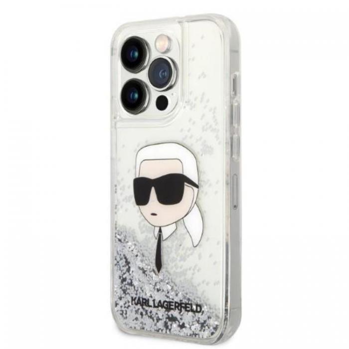 KARL LAGERFELD - Karl Lagerfeld iPhone 14 Pro Skal Glitter Karl Head - Silver