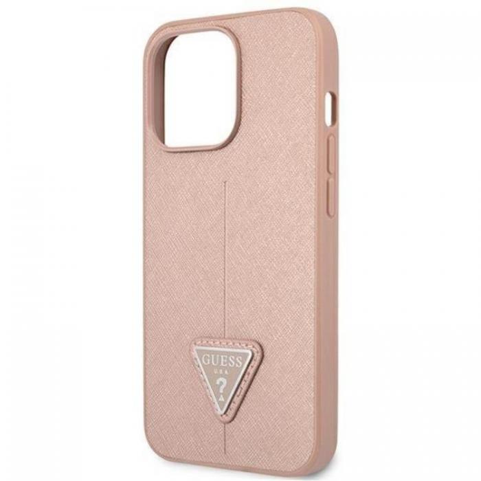 Guess - GUESS iPhone 14 Pro Skal Saffiano Triangle Logo - Rosa