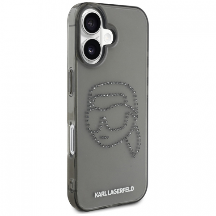 KARL LAGERFELD - Karl Lagerfeld iPhone 16 Mobilskal Rhinestones Karl Head - Svart