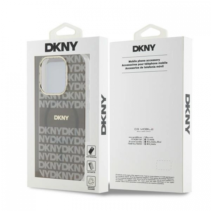 DKNY - DKNY iPhone 15 Pro Mobilskal Magsafe IML Mono & Stripe - Beige