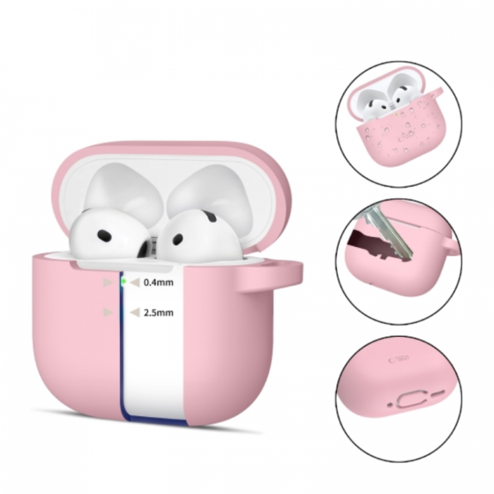 Tech-Protect - Tech-Protect Airpods 4 Skal Silikon Hook - Dusty Rosa