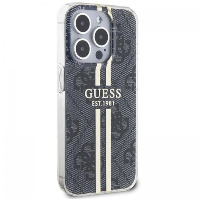 Guess - Guess iPhone 15 Pro Mobilskal Gold Stripes - Svart