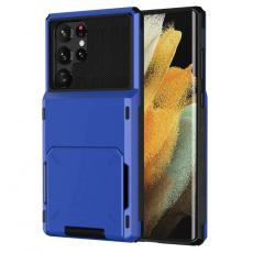 Taltech - Galaxy S24 Ultra Mobilskal Flip Korthållare - Blå