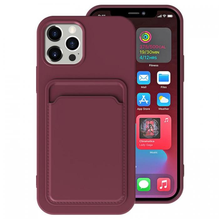 A-One Brand - iPhone 15 Pro Mobilskal Korthllare Silikon - Plum