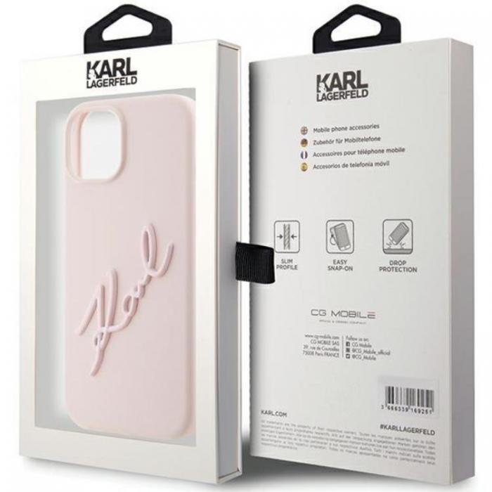 KARL LAGERFELD - KARL LAGERFELD iPhone 15 Mobilskal Silikon Karl Script - Rosa