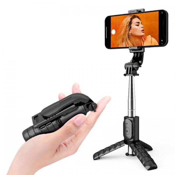 A-One Brand - Combo Selfiestick Med Tripod och fjrrkontroll Bluetooth - Svart