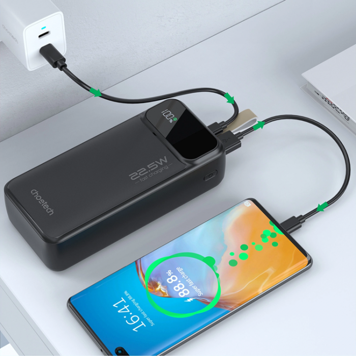 Choetech - Choetech Powerbank 40000mAh 22.5W PD USB-C, USB-A - Svart