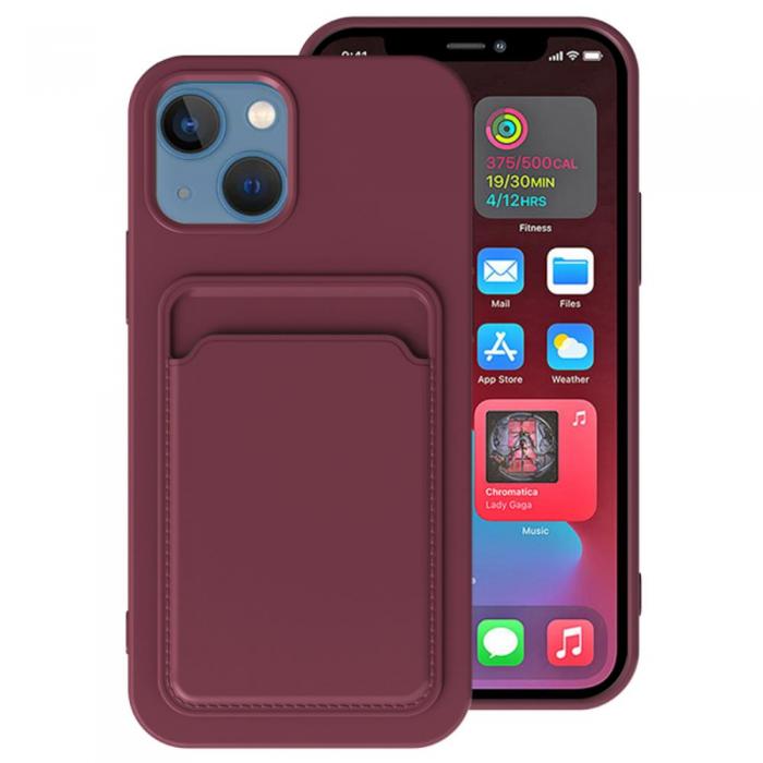 OEM - iPhone 13 Skal med Kortfack - Maroon