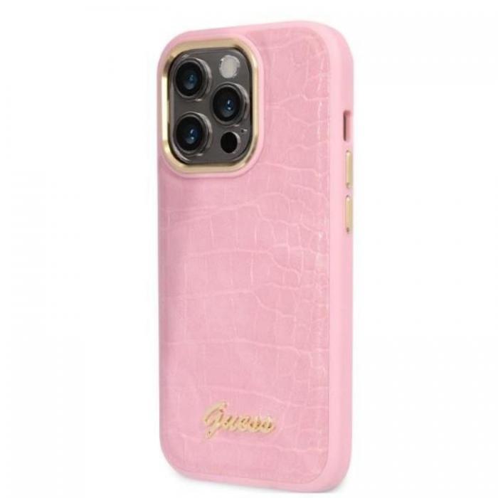 Guess - GUESS iPhone 14 Pro Skal Croco Collection - Rosa