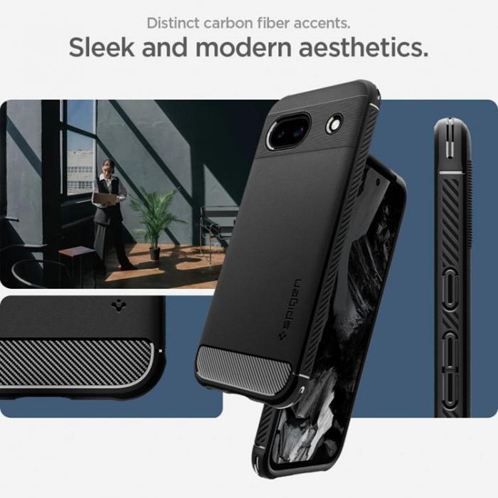 Spigen - Spigen Google Pixel 8A Mobilskal Rugged Armor - Matte Svart