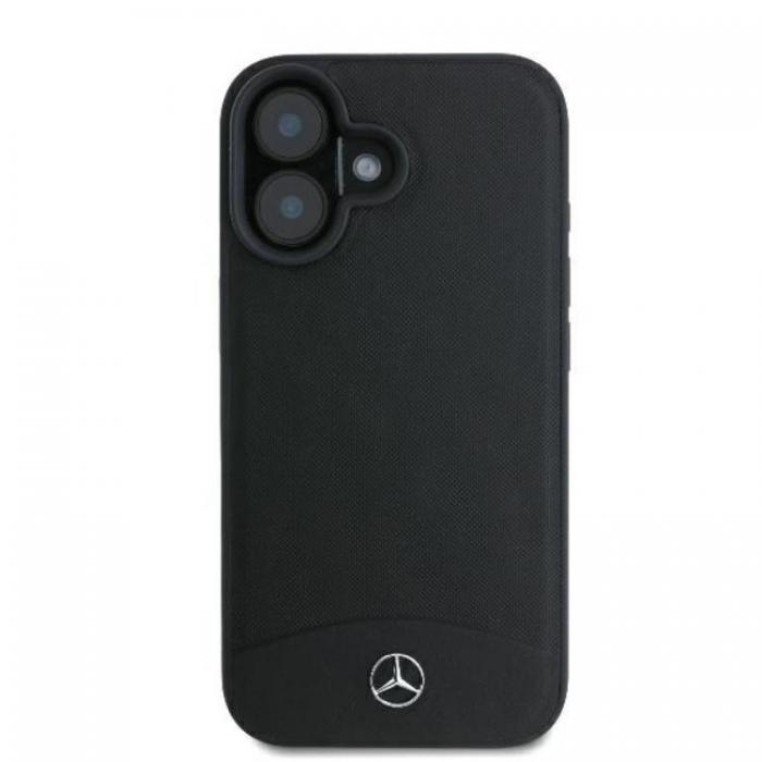 Mercedes - Mercedes iPhone 16 Mobilskal Magsafe Textured Och Plain Lder - Svart