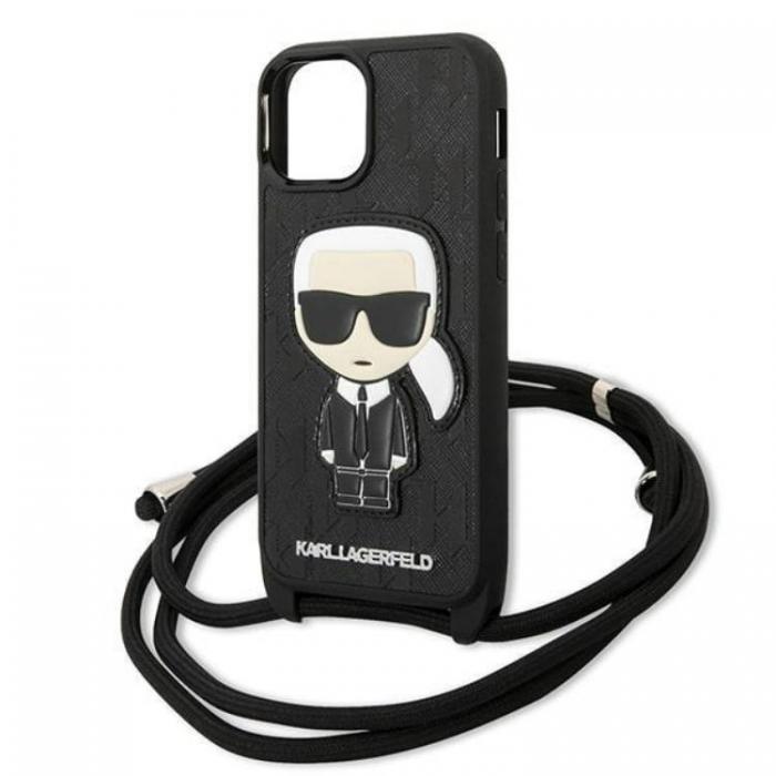 KARL LAGERFELD - Karl Lagerfeld iPhone 13 mini Skal Monogram Patch and Cord Iconik - Svart