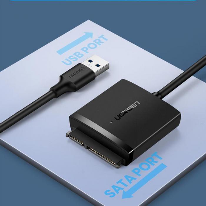 Ugreen - Ugreen USB 3.0 Adapter Fr 2.5''/3.5'' SATA Disk - Svart