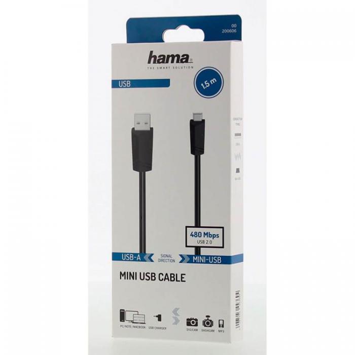 Hama - Hama USB-A Till Mini-B USB 2.0 Kabel 1.5 - Svart