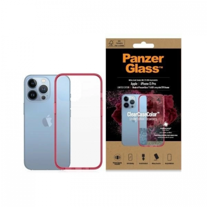 PanzerGlass - PanzerGlass iPhone 13 Pro Mobilskal Antibacterial - Transparent/Rosa