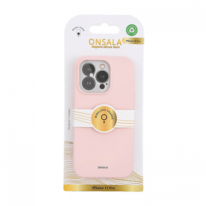 Onsala - Onsala iPhone 15 Pro Mobilskal Magsafe Silikon - Rosa