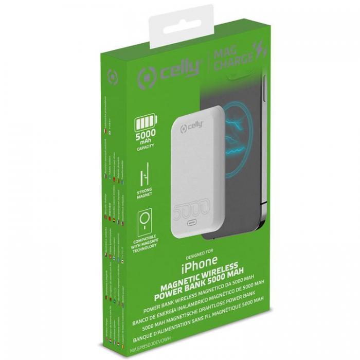 Celly - Celly PowerBank 15W MagSafe Trdls laddning 5000mAh