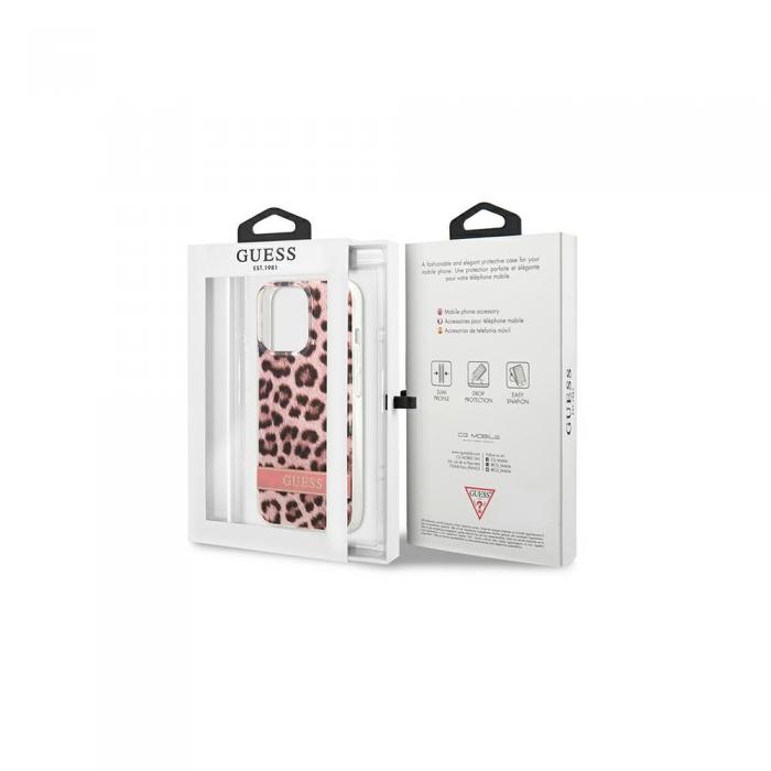 Guess - iPhone 13 Pro Skal Rosa Leopard Elektro Rand