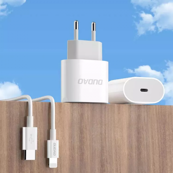 Dudao - Dudao Vggladdare USB-C 20W med USB-C Kabel PD Vit