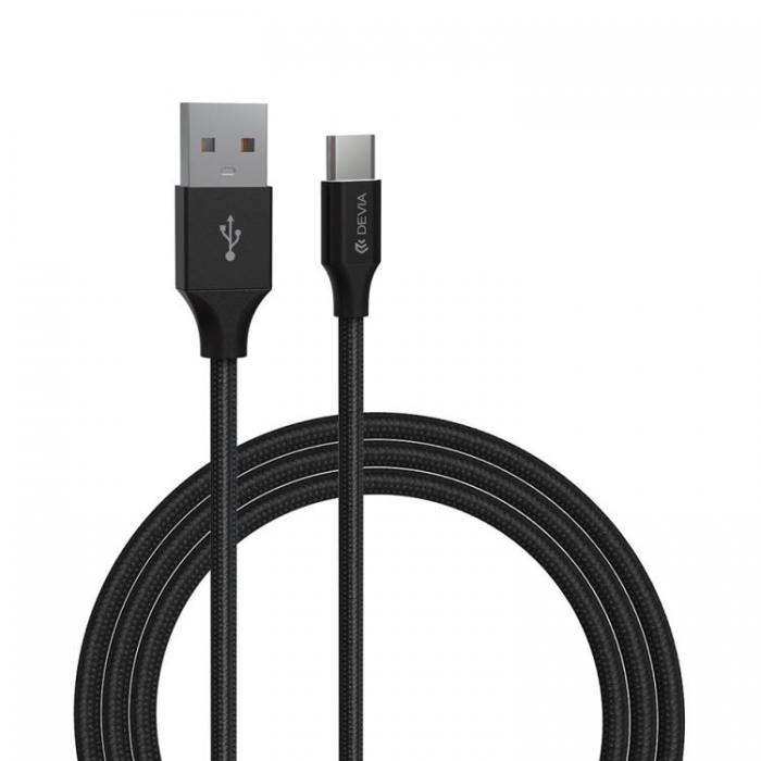 Devia - Devia USB Till USB-C Kabel 1m 2.4A Gracious EC303 - Svart