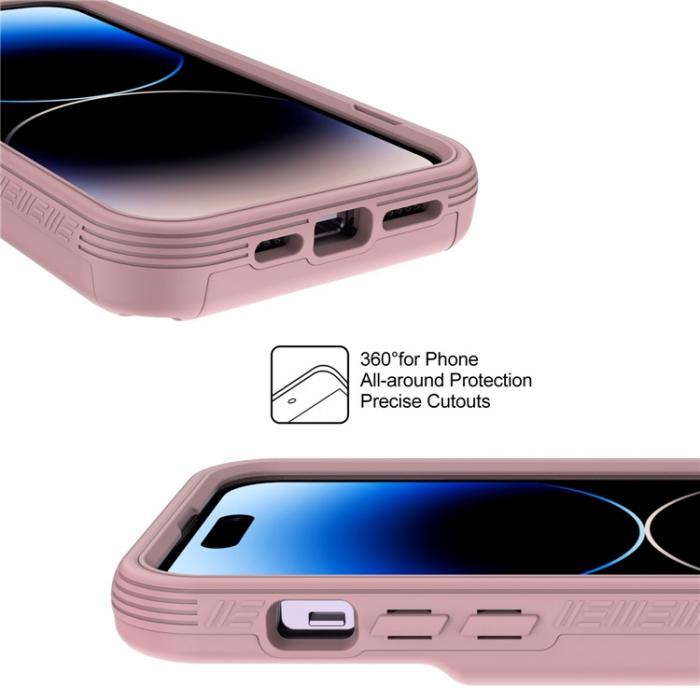 A-One Brand - iPhone 14 Pro Skal Korthllare Mirror Kickstand - Rosa