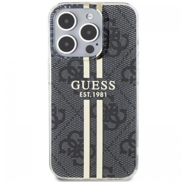 Guess - Guess iPhone 15 Pro Mobilskal Gold Stripes - Svart