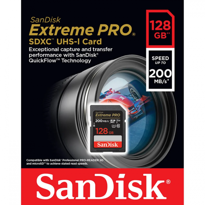 Sandisk - SANDISK SDXC Extreme Pro 128GB 200MB/s UHS-I C10 V30 U3