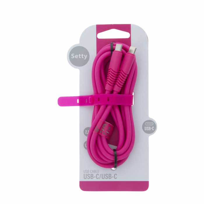 Setty - Setty USB-C Till USB-C Kabel 1.5 m 2.1A KSC-C-1.526 - Rosa