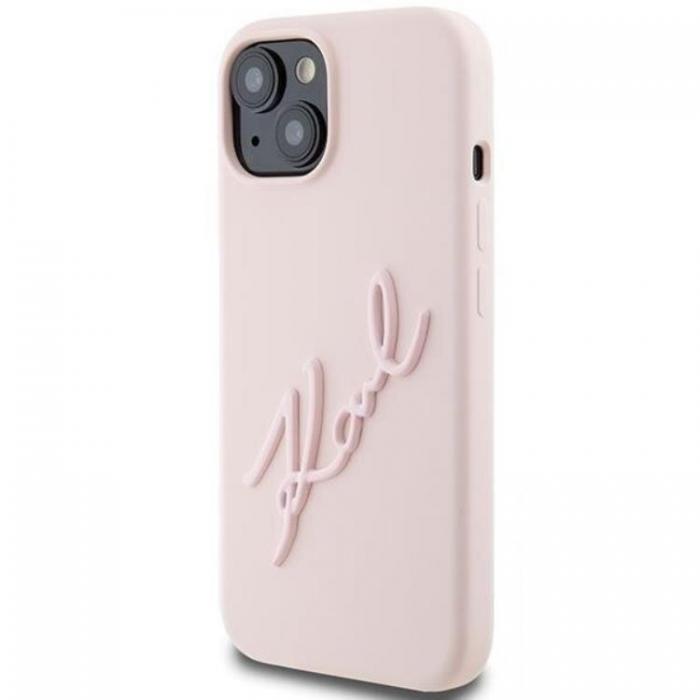 KARL LAGERFELD - KARL LAGERFELD iPhone 15 Mobilskal Silikon Karl Script - Rosa