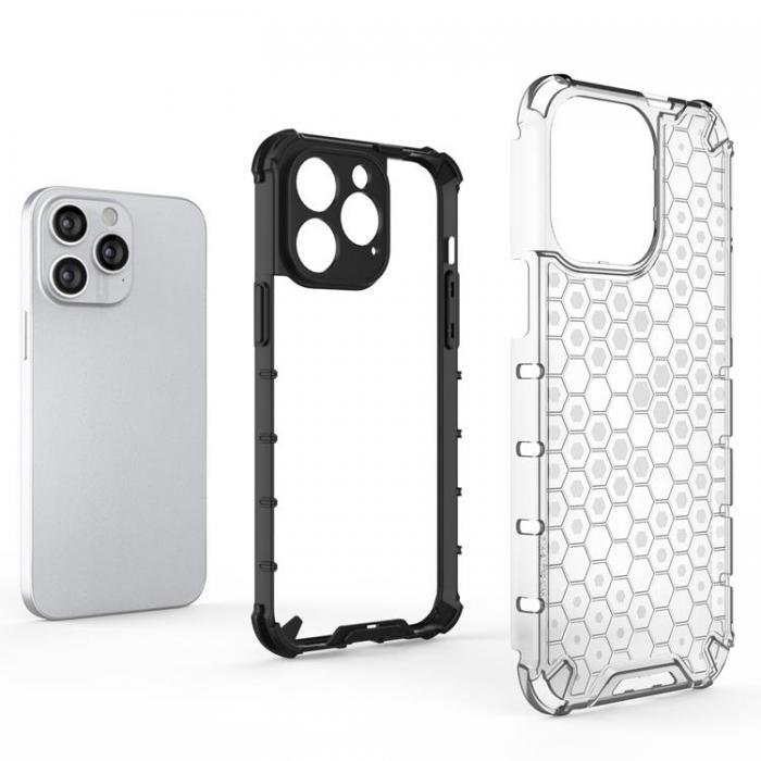 A-One Brand - iPhone 14 Pro Skal Honeycomb Armored Hybrid - Svart