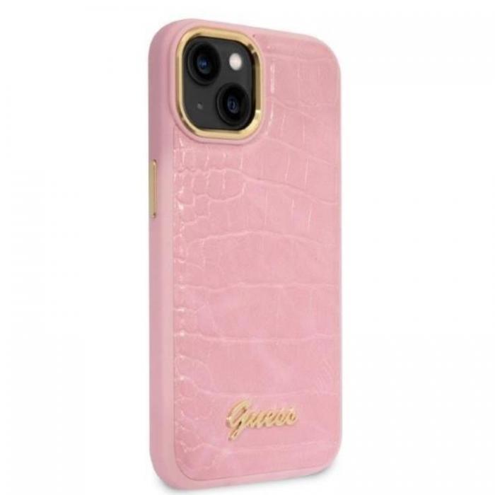 Guess - GUESS iPhone 14 Plus Skal Croco Collection - Rosa