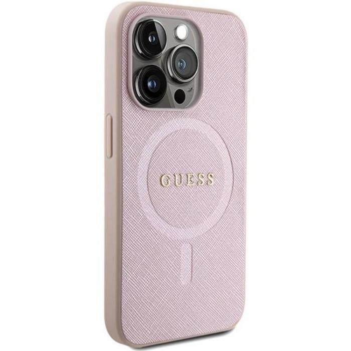 Guess - Guess iPhone 15 Pro Mobilskal Magsafe Saffiano - Rosa