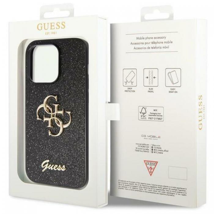 Guess - Guess iPhone 14 Pro Max Mobilskal Glitter Script Big - Svart