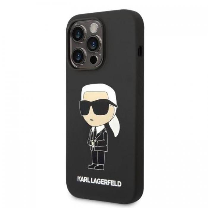 KARL LAGERFELD - Karl Lagerfeld iPhone 14 Pro Skal Magsafe Silicone Ikonik - Svart