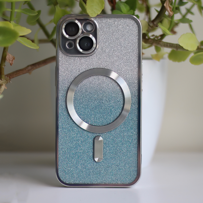 A-One Brand - iPhone 15 Mobilskal MagSafe Glitter Chrome - Silvergradient