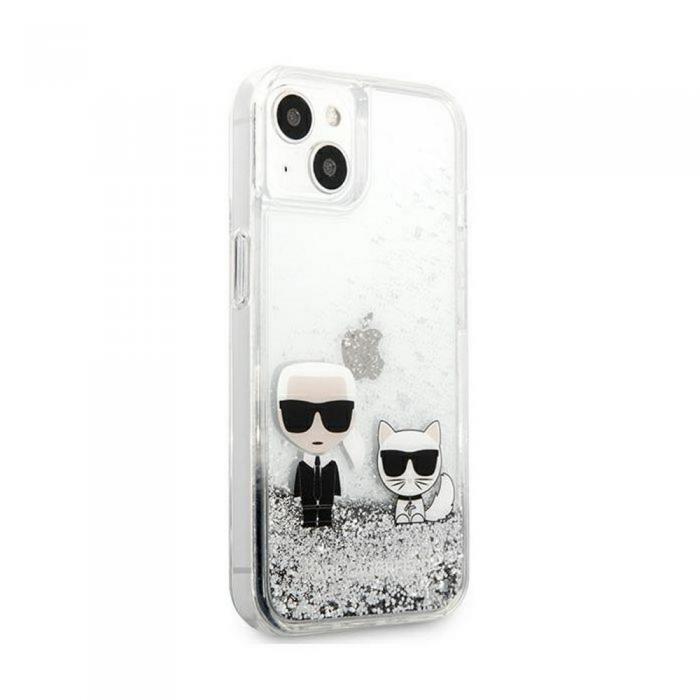 KARL LAGERFELD - Karl Lagerfeld iPhone 13 Pro Max Skal - Flytande Glitter, Silver