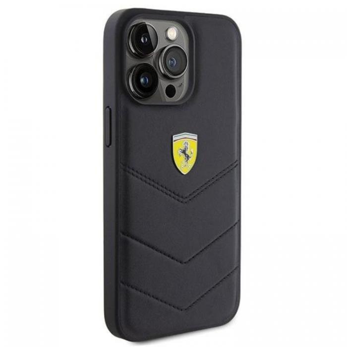 Ferrari - Ferrari iPhone 15 Pro Max Mobilskal Quilted Metal Logo - Svart