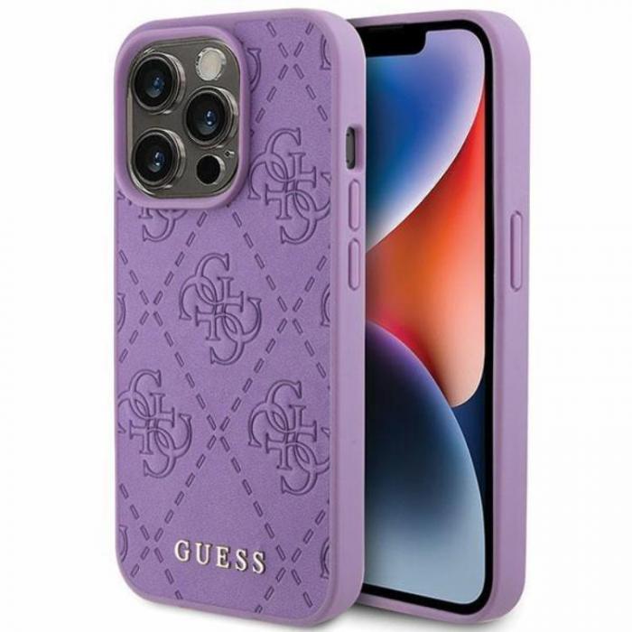 Guess - Guess iPhone 15 Pro Mobilskal Lder Stamped - Lila