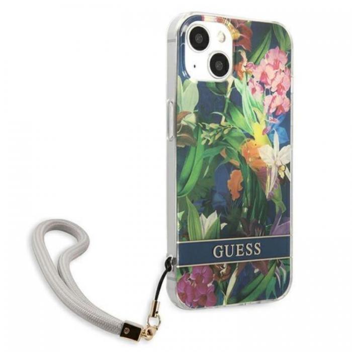 Guess - Guess iPhone 13 mini Skal Flower Strap - Bl