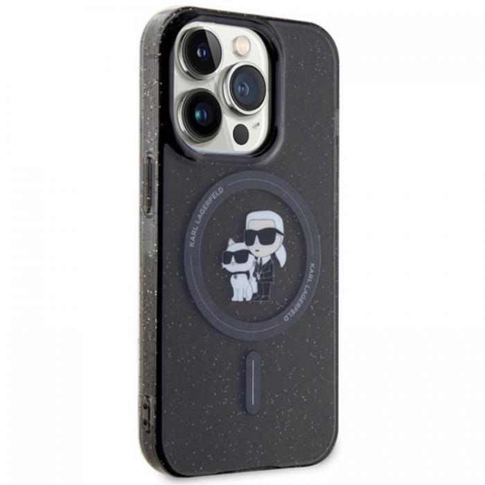 KARL LAGERFELD - KARL LAGERFELD iPhone 15 Pro Mobilskal Magsafe Glitter - Svart