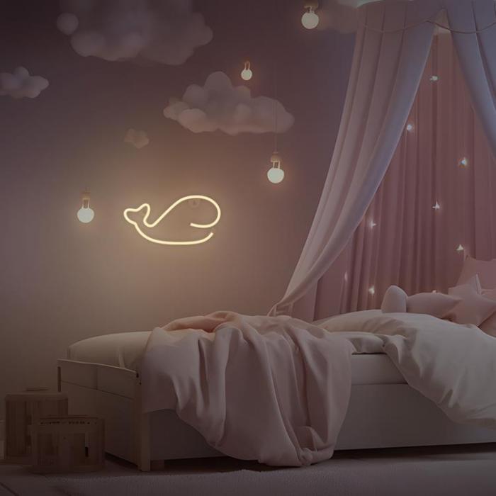 Forever Light - Forever Light LED Neon Light WHALE Bat + USB FLNE09 - Varm Vit