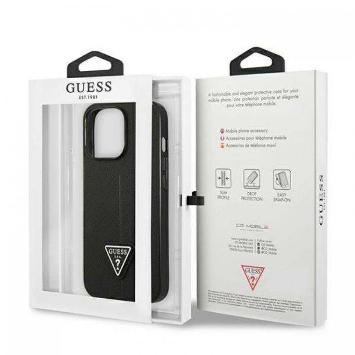 Guess - GUESS iPhone 14 Pro Skal Saffiano Triangle Logo - Svart