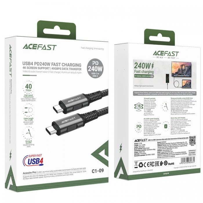 Acefast - Acefast USB-C till USB-C kabel 1m PD240W - Svart